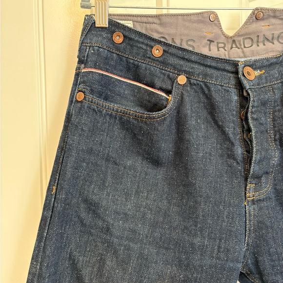 &Sons THE NEW FRONTIER 14OZ SELVEDGE ANTI-BAC RAW DENIM JEANS size 34 - Picture 5 of 16